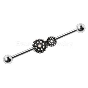 Product 316L Stainless Steel Antique Style Flowers Industrial Barbell