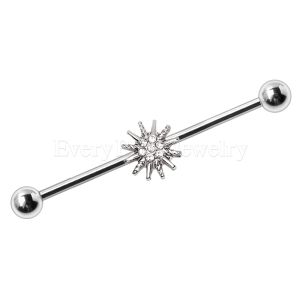 Product 316L Stainless Steel Jeweled Sparkling Star Industrial Barbell