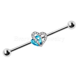 Product 316L Stainless Steel Double Hearts Industrial Barbell