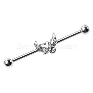 Product 316L Stainless Steel Winged Devil's Heart Industrial Barbell