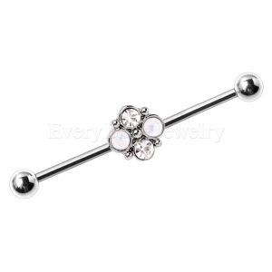 Product 316L Stainless Steel Jeweled Flower Industrial Barbell