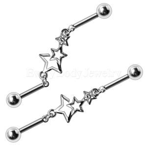 316L Stainless Steel Jeweled Star Industrial Barbell