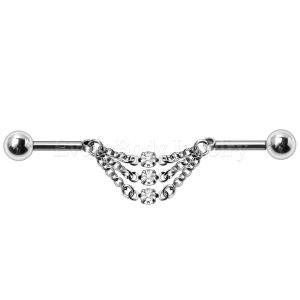 Product 316L Stainless Steel Jeweled Triple Chain Industrial Barbell