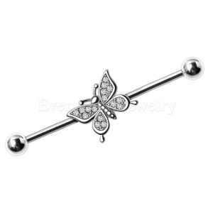 Product 316L Stainless Steel Glittering Butterfly Industrial Barbell