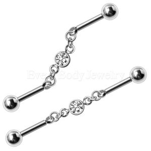 Product 316L Stainless Steel Press Fit CZ Chain Industrial Barbell