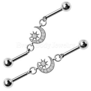 Product 316L Stainless Steel Moon and Star Chain Industrial Barbell