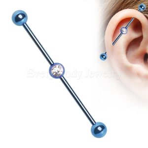Product PVD Plated Industrial Barbell with Gem Ball in the Center