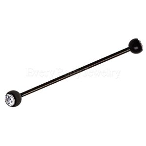 Product Black PVD Plated Industrial Barbell with CZ Balls