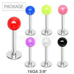 Product 70pc Package of 316L Surgical Steel Labret with Acrylic Ball in Assorted Colors