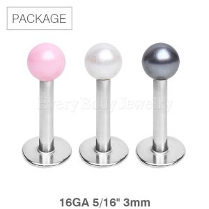 Product 30pc Package of 16GA 316L Surgical Steel Labret with Pearl Acrylic Ball in Assorted Colors