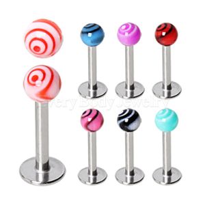 Product 316L Stainless Steel Labret with UV Acrylic Tornado Ball