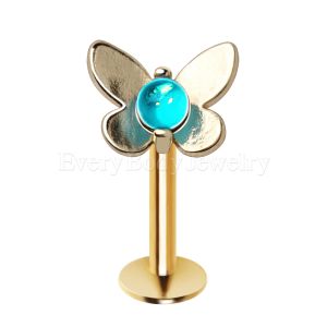 Product Gold Plated Teal Blue Butterfly Labret