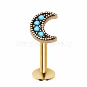 Product Gold Plated Turquoise Crescent Moon Labret