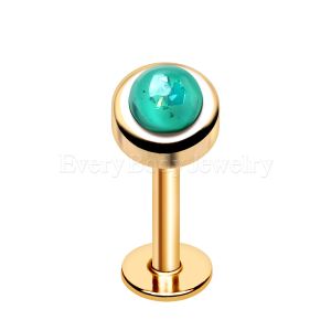 Product Gold Plated Aqua Synthetic Opal Labret