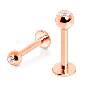 Product Rose Gold Plated Labret with Gem Ball
