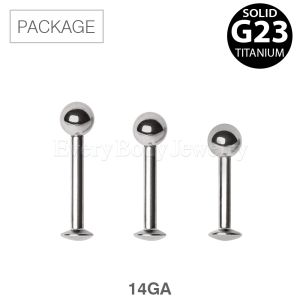 Product 30pc Package of Titanium Labret in Assorted Sizes - 14GA