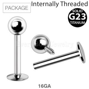 Product 40pc Package of 16 Gauge Internally Threaded G23 Titanium Labret with Solid Ball in Assorted Sizes