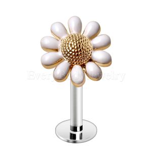 Product Gold Plated White Daisy Flower Labret