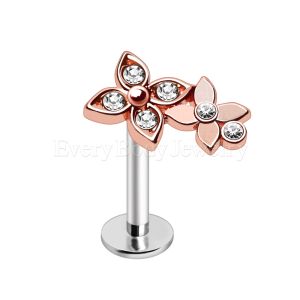 Product Rose Gold Plated Jeweled Double Flower Labret