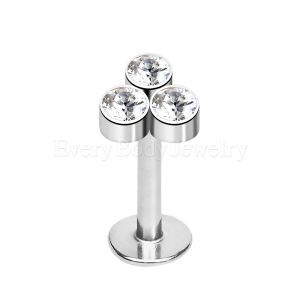 Product 316L Stainless Steel Triple Gemmed Labret