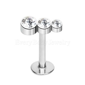 Product 316L Stainless Steel Triple CZ Droplet Top Labret