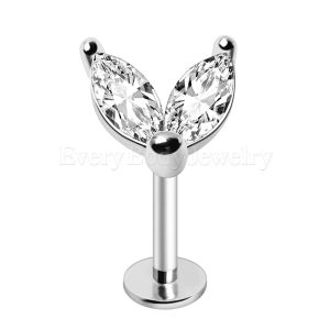 Product 316L Stainless Steel New Leaf CZ Labret