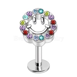 Product 316L Stainless Steel Multicolored Smiley Face Labret