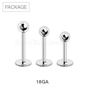 Product 30pc Package of 316L Stainless Steel Labret / Monroe with Ball in Assorted Sizes - 18GA