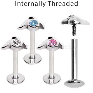 Product 316L Surgical Steel Internally Threaded Single Gem Tailed Labret