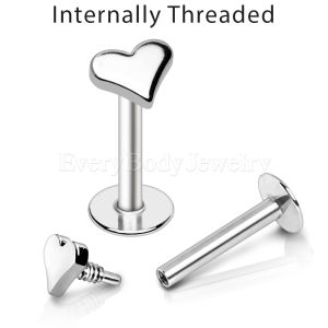 Product 316L Surgical Steel Internally Threaded Labret with Heart Top