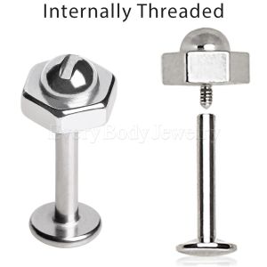 Product 316L Surgical Steel Internally Threaded Labret with Bolt & Nut Top