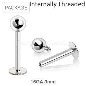 Product 40pc Package of 16GA 316L Internally Threaded Ball Top Labret in Assorted Sizes