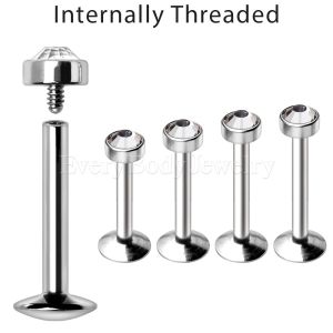 Product Internally Threaded 316L Stainless Steel Flat CZ Top Labret
