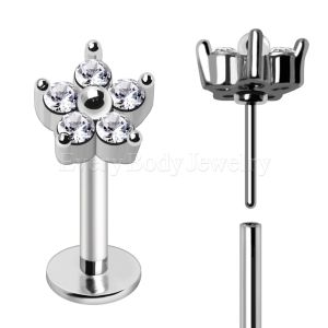 Product 316L Stainless Steel Jeweled Flower Push In Labret