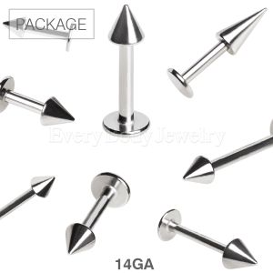 Product 100pc Package of 14GA 316L Labret with Spike in Assorted Sizes