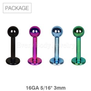 Product 40pc Package of 16GA 5/16" PVD Plated Labret in Assorted Colors