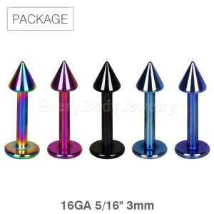 Product 50pc Package of PVD Plated Labret with Spike in Assorted Colors