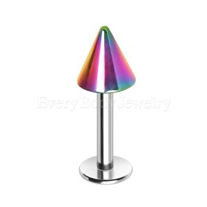 Product 316L Stainless Steel Labret with Rainbow PVD Plated Spike