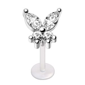 Product PTFE Push In Jeweled Butterfly Labret