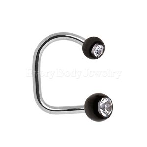 Product 316L Surgical Steel Loop with PVD Plated Gemmed Balls