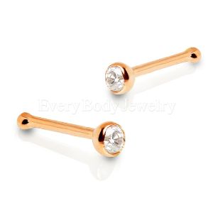 Product Rose Gold Plated Nose Stud with Press Fit CZ