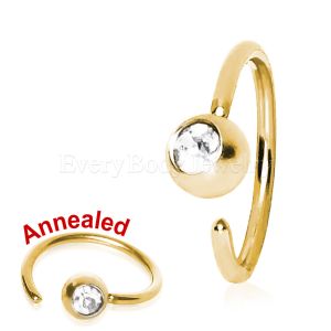 Product Gold Plated Annealed Press Fit CZ Ball Nose Hoop