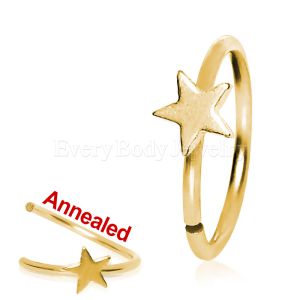 Product Gold Plated Annealed Star Nose Hoop