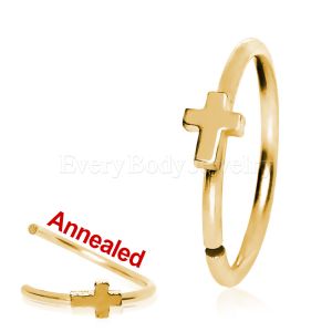 Product Gold Plated Annealed Cross Nose Hoop