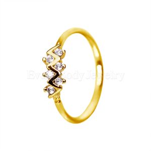 Product Gold Plated Jeweled Zig-Zag Cartilage Earring / Nose Hoop Ring