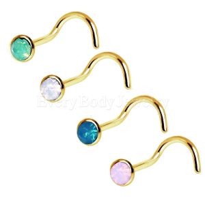 Product Gold Plated Opalite Screw Nose Ring