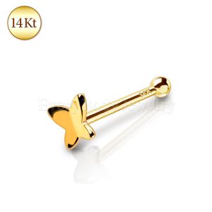 Product 14Kt Yellow Gold Stud Nose Ring with a Butterfly
