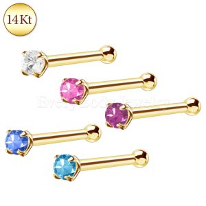 Product 14Kt Yellow Gold Stud Nose Ring with Prong Setting Gem