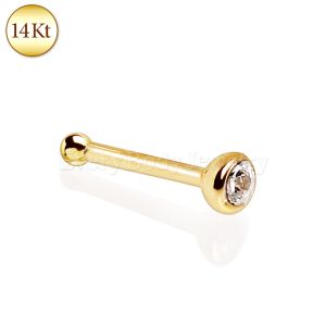 Product 14Kt. Gold Stud Nose Ring with Press Fit CZ
