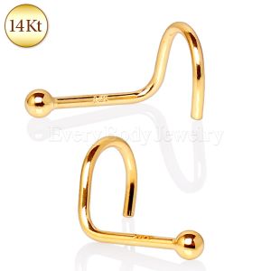 Product 14Kt Yellow Gold Screw Nose Ring with a Ball